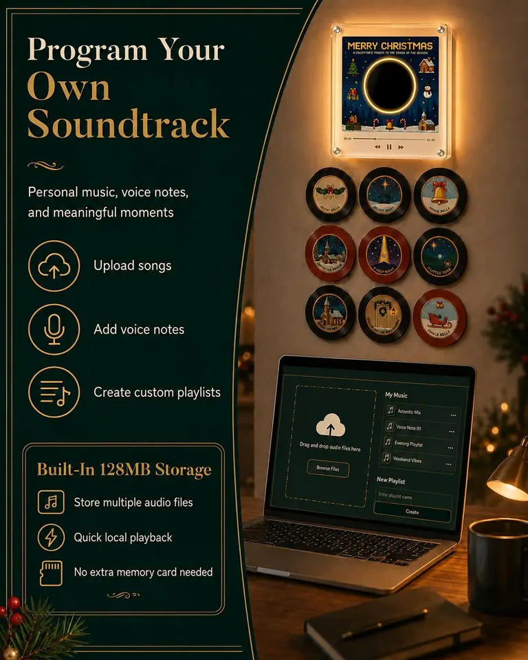 Christmas Mini Vinyl Player with 9 NFC Music Discs