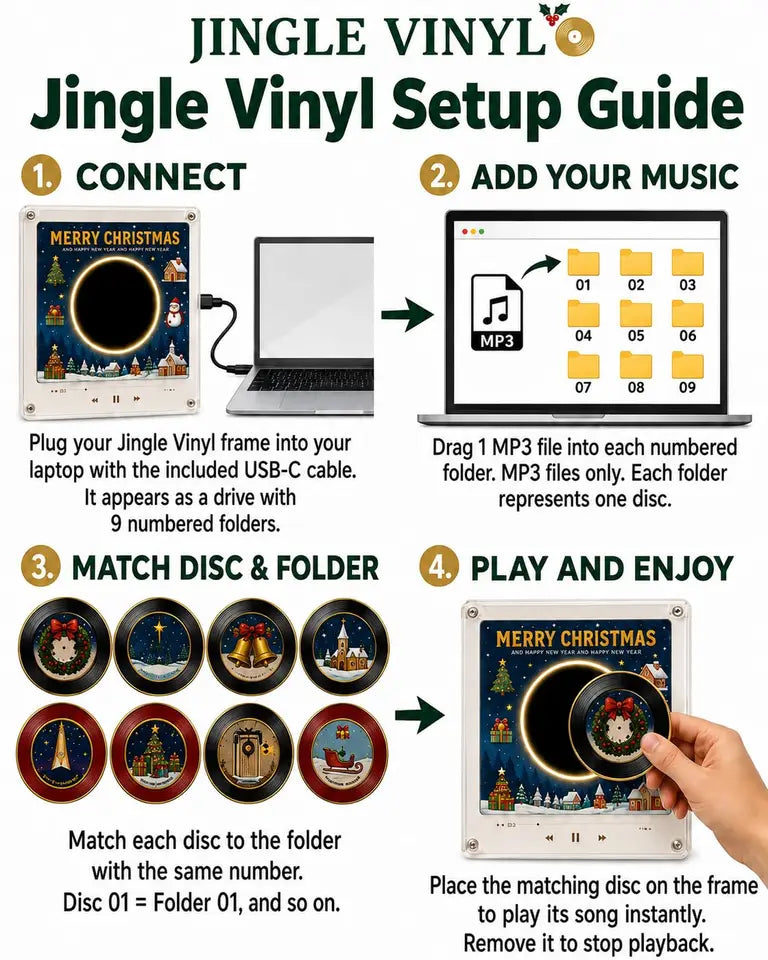 Christmas Mini Vinyl Player with 9 NFC Music Discs