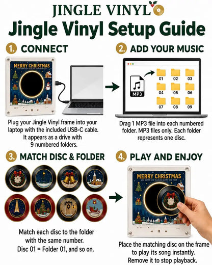 Christmas Mini Vinyl Player with 9 NFC Music Discs