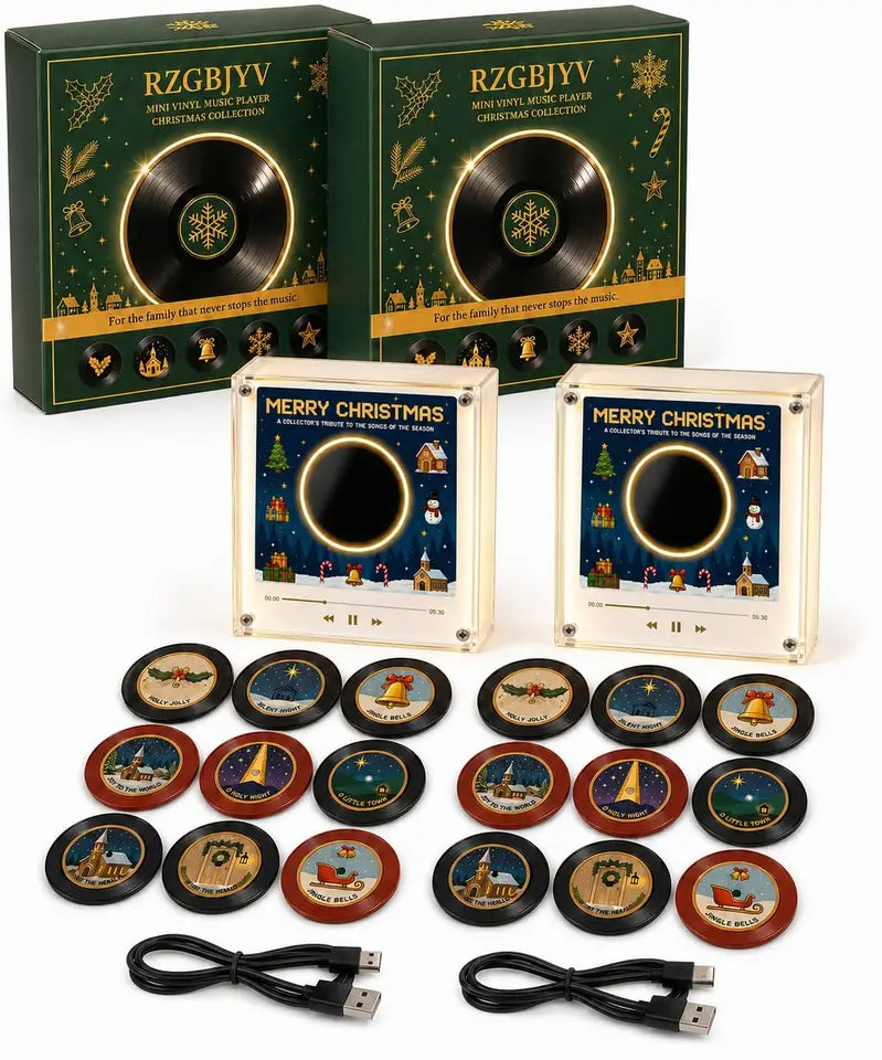 Christmas Mini Vinyl Player with 9 NFC Music Discs