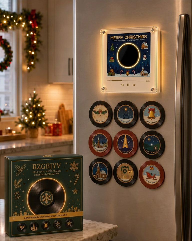 Christmas Mini Vinyl Player with 9 NFC Music Discs